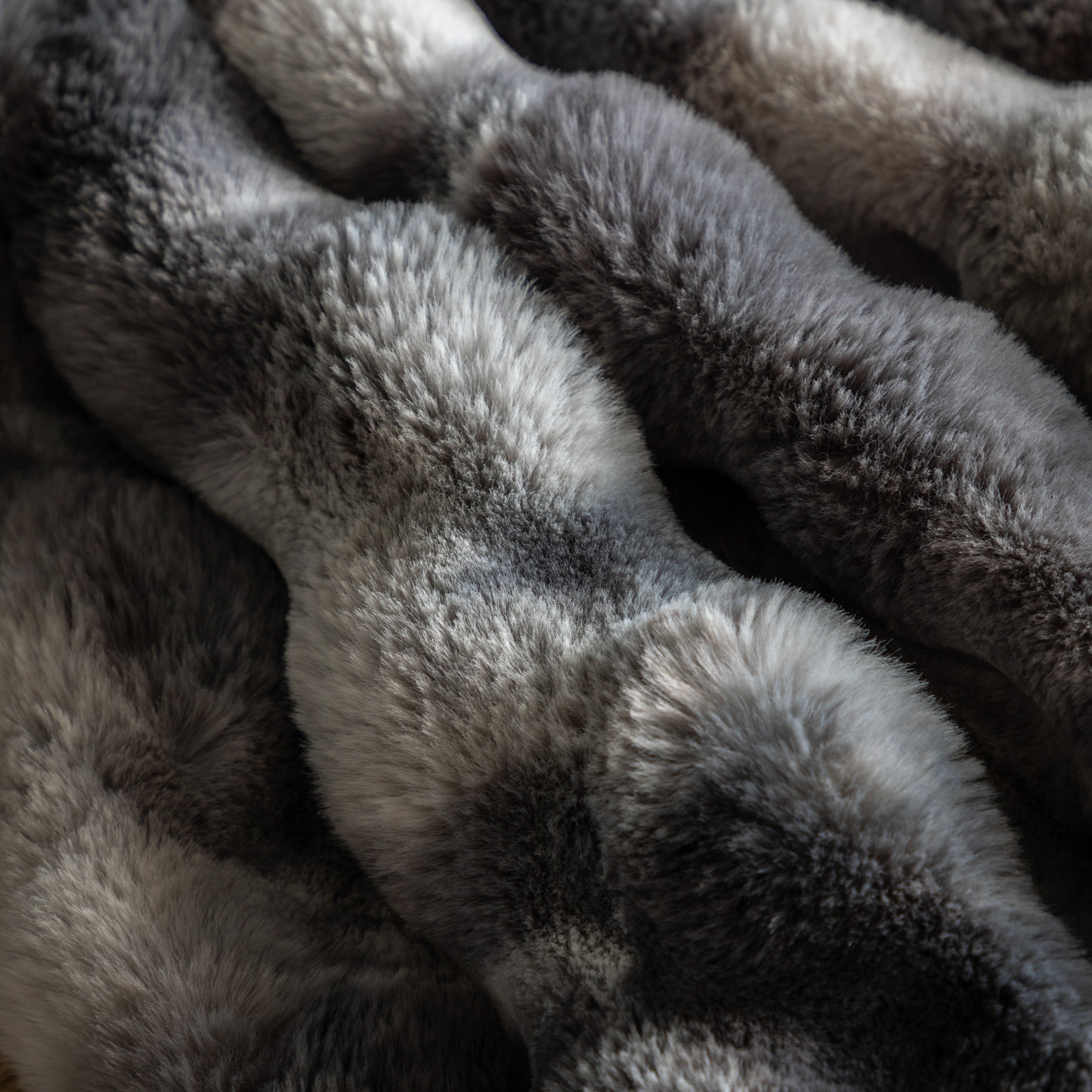 Marshmallow Rabbit Faux Fur Grey Throw